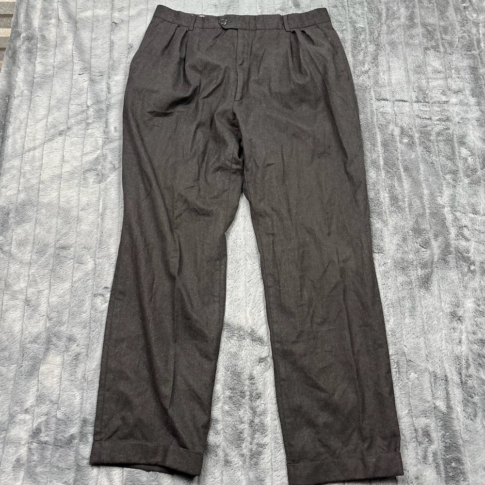 Mark Shale Vitale Barberis Canonico Super 100s Wool Pleated Pants Mens 38 Grey